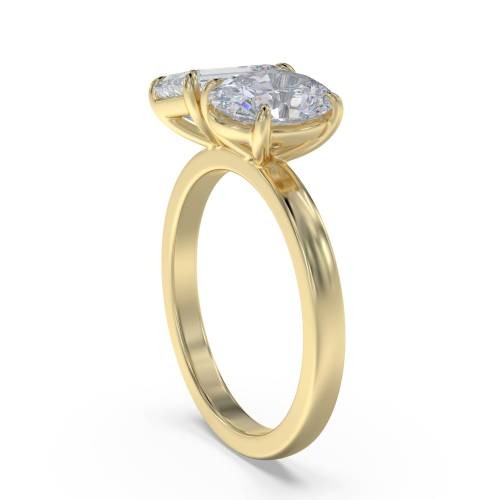 Emerald & Oval Two Stone Lab Grown Diamond Ring